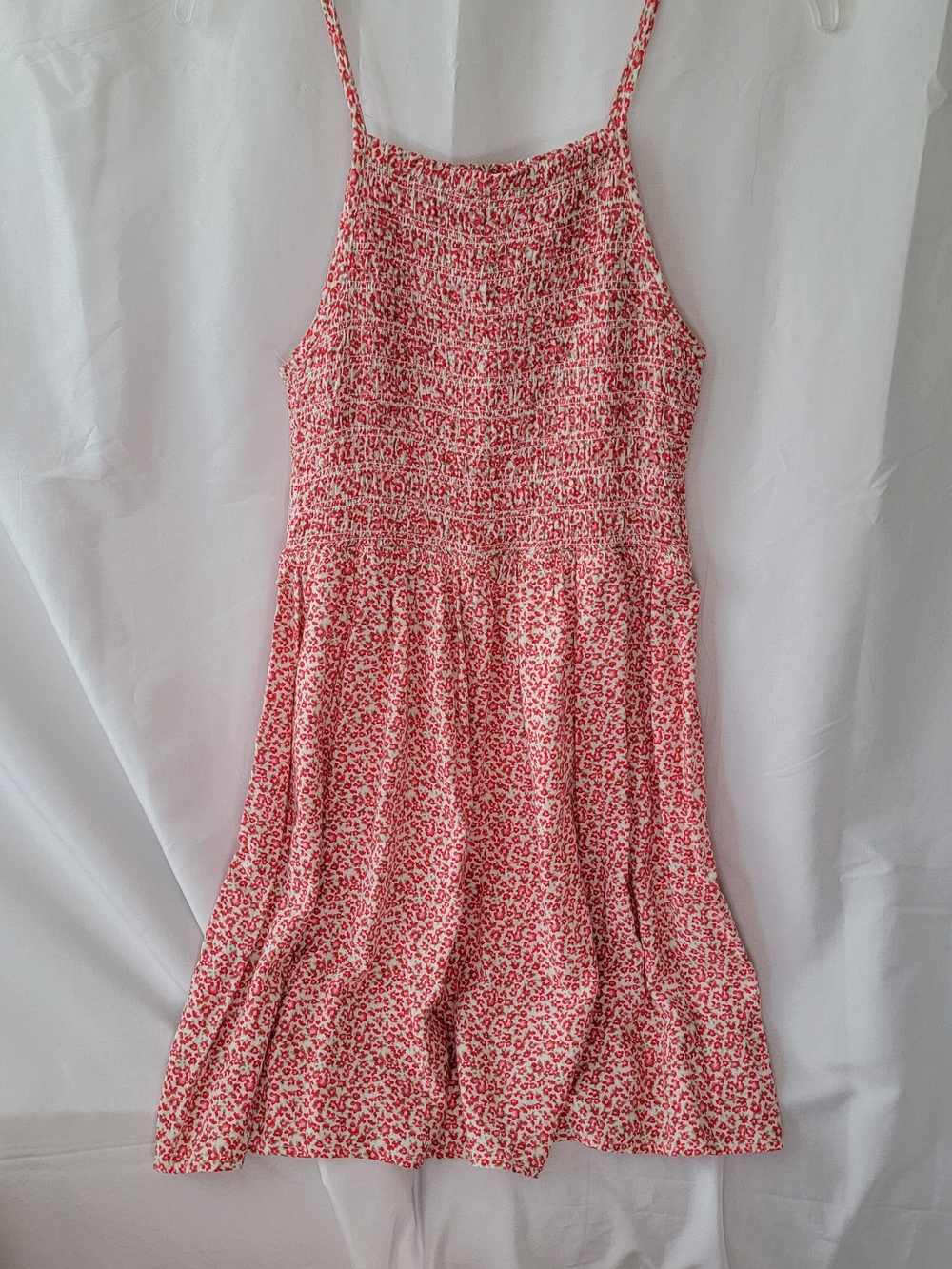 Red Floral Smocked Sundress - Lightweight Women's Dress